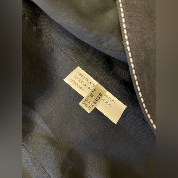 Tuzzi Nero Linen Black Jacket with White Stitching Size 12 - Picture 5 of 8